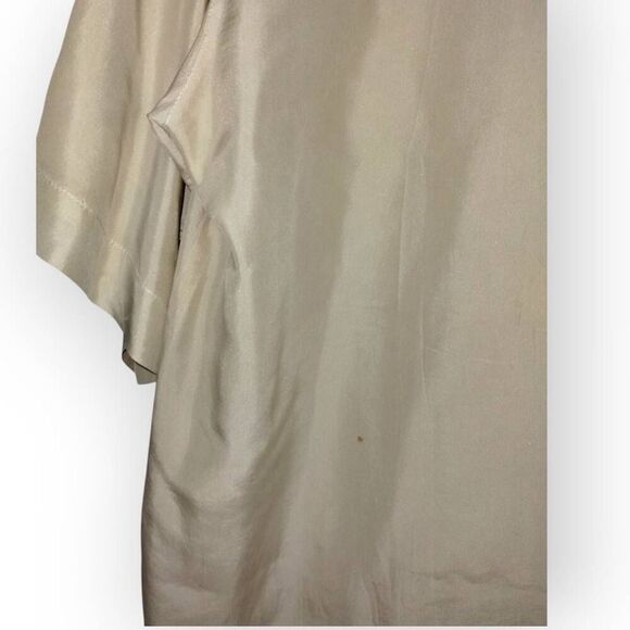 MTO Mens Shirt Sz Large Vtg 90s Silk Short Sleeve Collar Button Beige Classicore - Picture 3 of 8